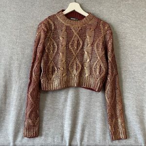 Missguided cropped sweater cableknit Sz 2 4 (m464)